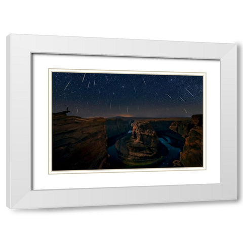Watching The Comet And The Meteor Shower White Modern Wood Framed Art Print with Double Matting by Zhu, Hua