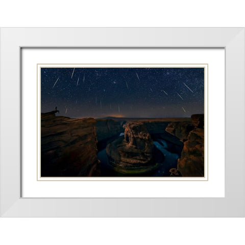Watching The Comet And The Meteor Shower White Modern Wood Framed Art Print with Double Matting by Zhu, Hua