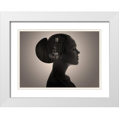 Inner Child White Modern Wood Framed Art Print with Double Matting by Golchin, Aryana