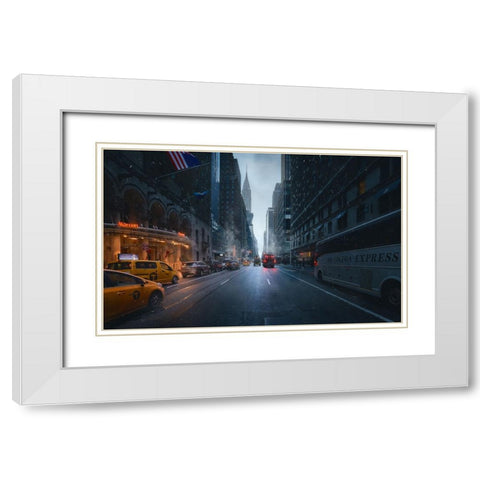 Good Morning Ny White Modern Wood Framed Art Print with Double Matting by De La, Javier