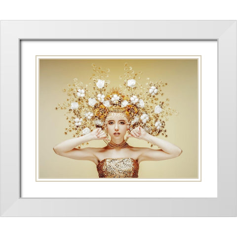 Golden Fairy White Modern Wood Framed Art Print with Double Matting by Smirnov, Sergei