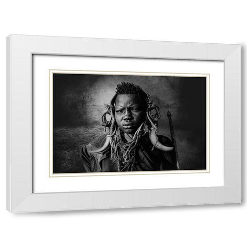 Omo Valley Girl White Modern Wood Framed Art Print with Double Matting by Yosifov, Svetlin