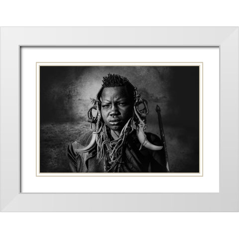 Omo Valley Girl White Modern Wood Framed Art Print with Double Matting by Yosifov, Svetlin