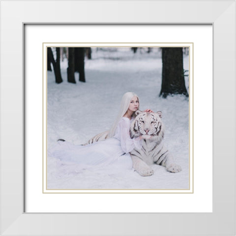 * White Modern Wood Framed Art Print with Double Matting by Barantseva, Olga