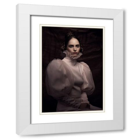 Boudicca White Modern Wood Framed Art Print with Double Matting by Naderi, Peyman