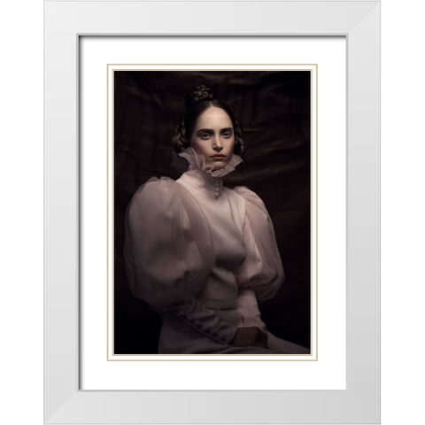 Boudicca White Modern Wood Framed Art Print with Double Matting by Naderi, Peyman