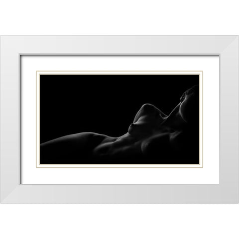 Silhouette White Modern Wood Framed Art Print with Double Matting by Valevicius, Aurimas