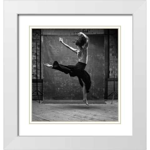 Dance White Modern Wood Framed Art Print with Double Matting by Belokonov, Boris