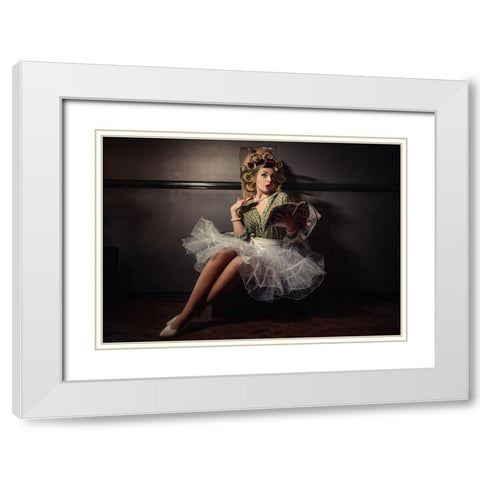 Giorgia White Modern Wood Framed Art Print with Double Matting by Mancini, Massimiliano
