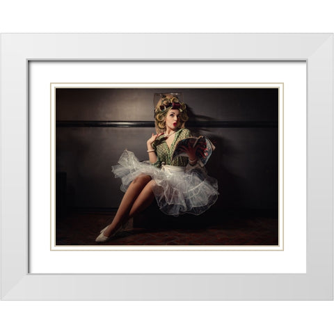 Giorgia White Modern Wood Framed Art Print with Double Matting by Mancini, Massimiliano