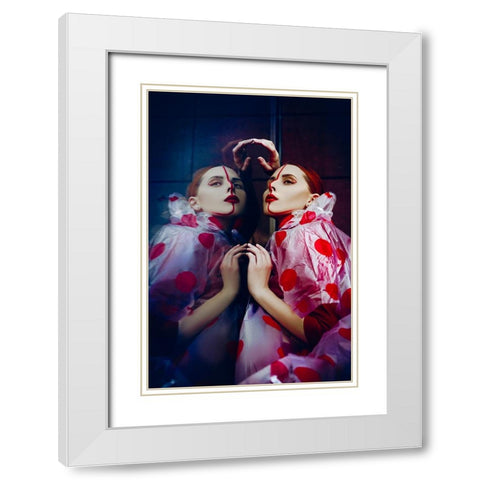 Double Red Line White Modern Wood Framed Art Print with Double Matting by Bolgov, Ruslan