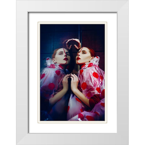 Double Red Line White Modern Wood Framed Art Print with Double Matting by Bolgov, Ruslan