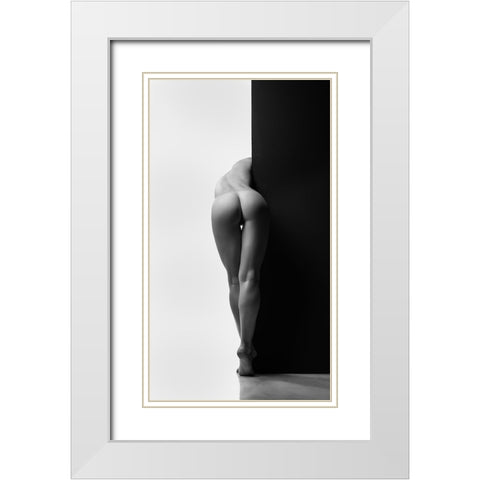 Yin Yang White Modern Wood Framed Art Print with Double Matting by Valevicius, Aurimas
