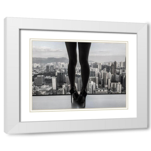 City|E|Scape White Modern Wood Framed Art Print with Double Matting by Schottstaedt, Erik