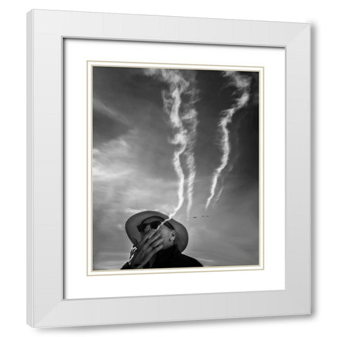 Smoking White Modern Wood Framed Art Print with Double Matting by Guo, Leah