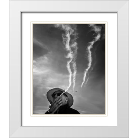 Smoking White Modern Wood Framed Art Print with Double Matting by Guo, Leah