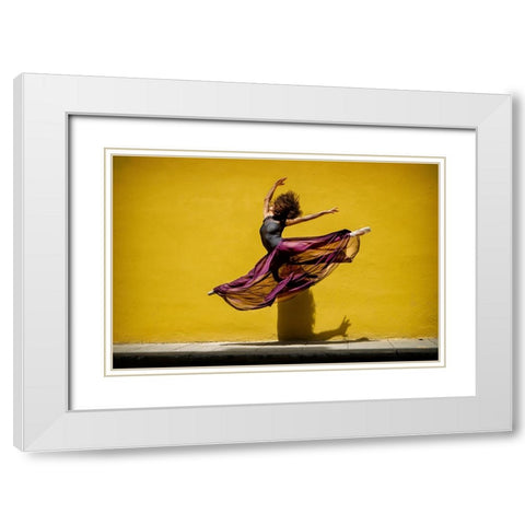 Ballet Dancer Jumping White Modern Wood Framed Art Print with Double Matting by Gil Raga, Joan