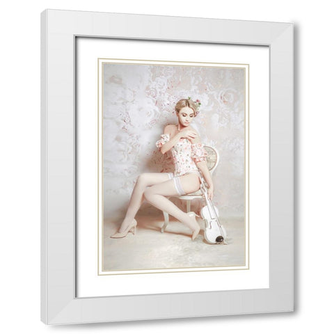 Bright Melody White Modern Wood Framed Art Print with Double Matting by Bolgov (Axe), Ruslan
