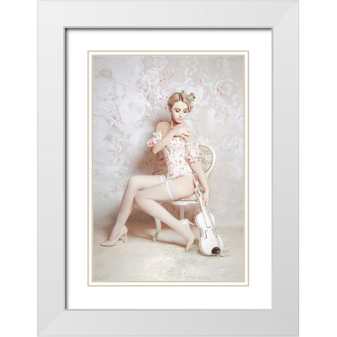 Bright Melody White Modern Wood Framed Art Print with Double Matting by Bolgov (Axe), Ruslan