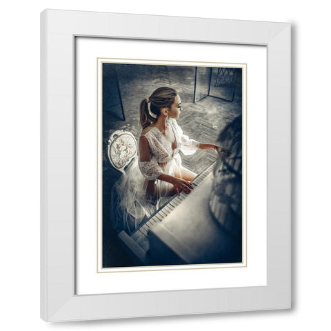 In The Music Of Light White Modern Wood Framed Art Print with Double Matting by Bolgov (Axe), Ruslan