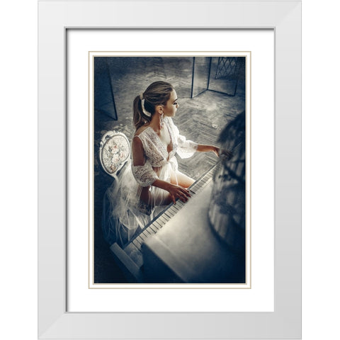 In The Music Of Light White Modern Wood Framed Art Print with Double Matting by Bolgov (Axe), Ruslan