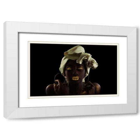 Gold On Black White Modern Wood Framed Art Print with Double Matting by Eichelberg, Amnon