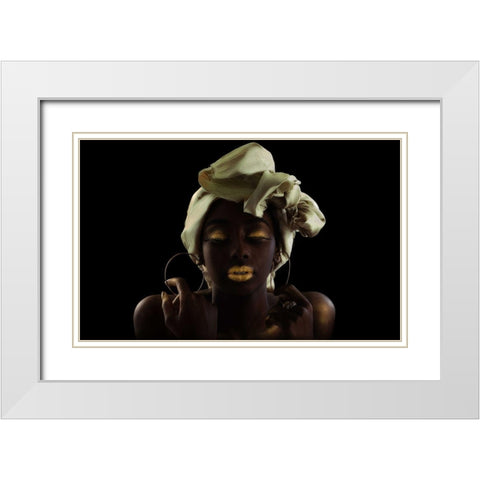 Gold On Black White Modern Wood Framed Art Print with Double Matting by Eichelberg, Amnon