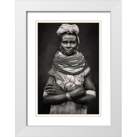 Nyangatom White Modern Wood Framed Art Print with Double Matting by Yosifov, Svetlin