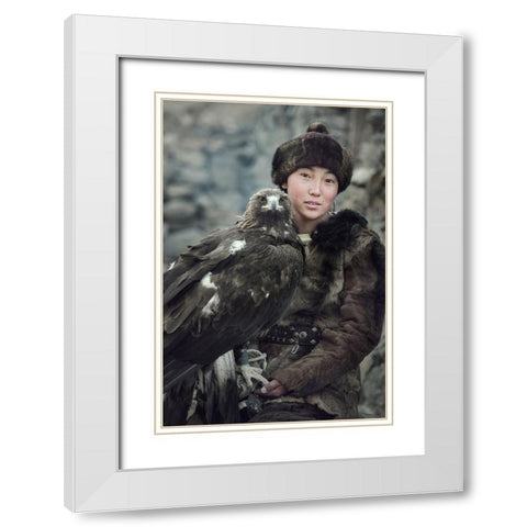 New Gen. Eagle Hunter,Mongolia White Modern Wood Framed Art Print with Double Matting by Whanset, Saravut