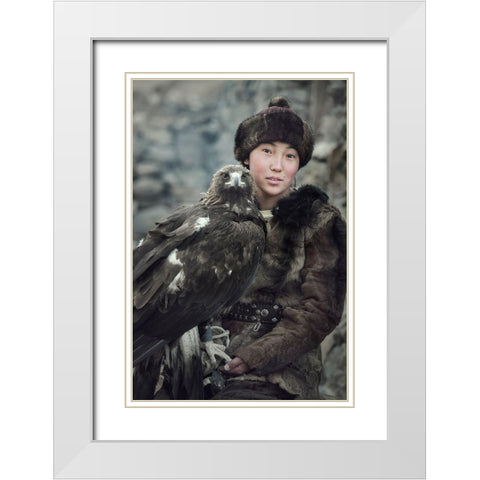 New Gen. Eagle Hunter,Mongolia White Modern Wood Framed Art Print with Double Matting by Whanset, Saravut