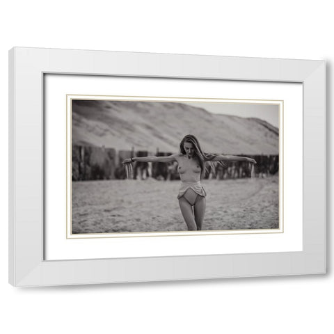 Time Is Like Sand ... White Modern Wood Framed Art Print with Double Matting by Kurta, Arkadiy