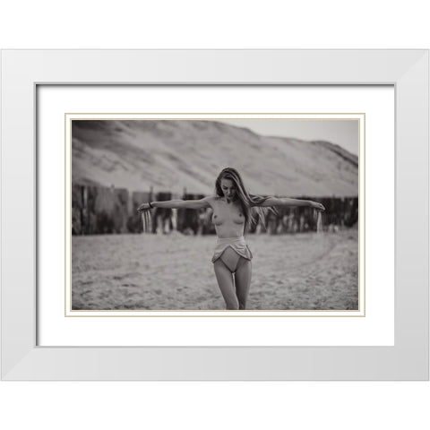 Time Is Like Sand ... White Modern Wood Framed Art Print with Double Matting by Kurta, Arkadiy