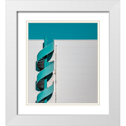 ... Spiral White Modern Wood Framed Art Print with Double Matting by Vollrath, Jorg