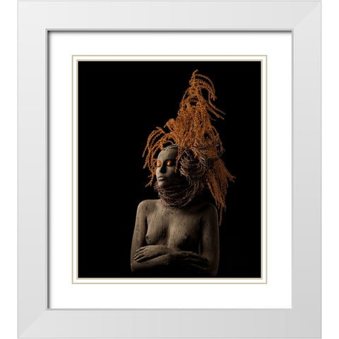 Roots White Modern Wood Framed Art Print with Double Matting by Sanchez, Alfredo