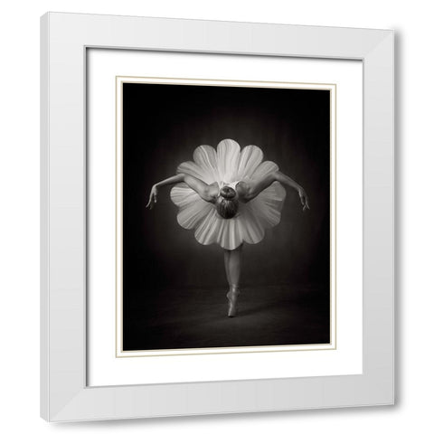 Floral Ballet White Modern Wood Framed Art Print with Double Matting by Studio, Catchlight