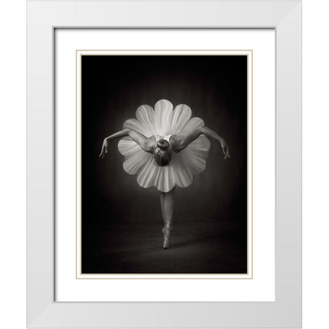 Floral Ballet White Modern Wood Framed Art Print with Double Matting by Studio, Catchlight