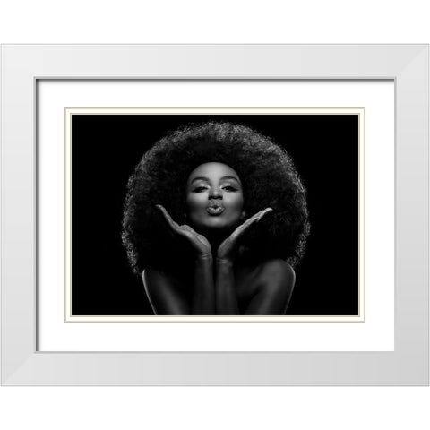 Kiss Me White Modern Wood Framed Art Print with Double Matting by Sabat, Marc