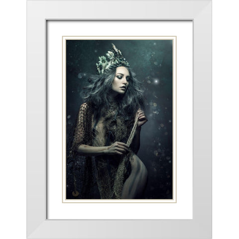 Amadahy White Modern Wood Framed Art Print with Double Matting by Siegart