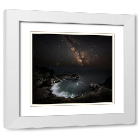 Big Surs Night White Modern Wood Framed Art Print with Double Matting by Chen, Johnny