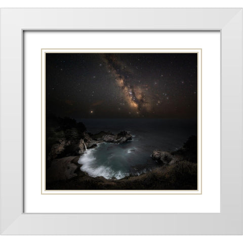 Big Surs Night White Modern Wood Framed Art Print with Double Matting by Chen, Johnny