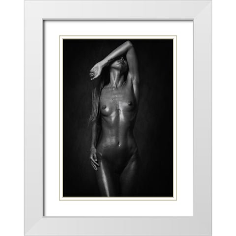 Stas White Modern Wood Framed Art Print with Double Matting by Rise, Zachar