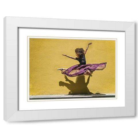 Brenda Jumping White Modern Wood Framed Art Print with Double Matting by Gil Raga, Joan