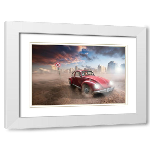 Lipstic Crimes White Modern Wood Framed Art Print with Double Matting by Mymon, Noam