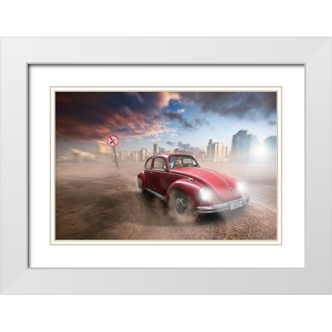 Lipstic Crimes White Modern Wood Framed Art Print with Double Matting by Mymon, Noam