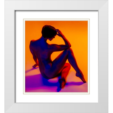Mosaic White Modern Wood Framed Art Print with Double Matting by CEBImagery