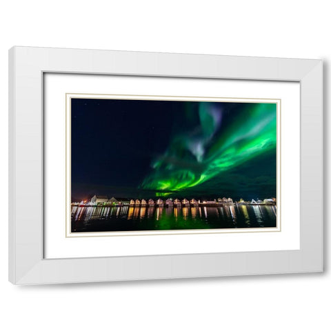 Svolvaer Polar Light 1 White Modern Wood Framed Art Print with Double Matting by Alicke, Bjoern