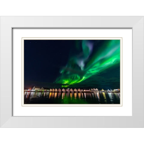 Svolvaer Polar Light 1 White Modern Wood Framed Art Print with Double Matting by Alicke, Bjoern