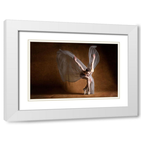 Angel Wings White Modern Wood Framed Art Print with Double Matting by Hartoov, Motti