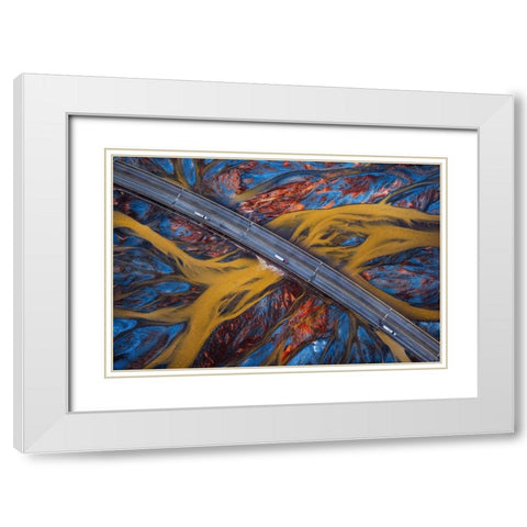 Above The Colorful River White Modern Wood Framed Art Print with Double Matting by Tianqi