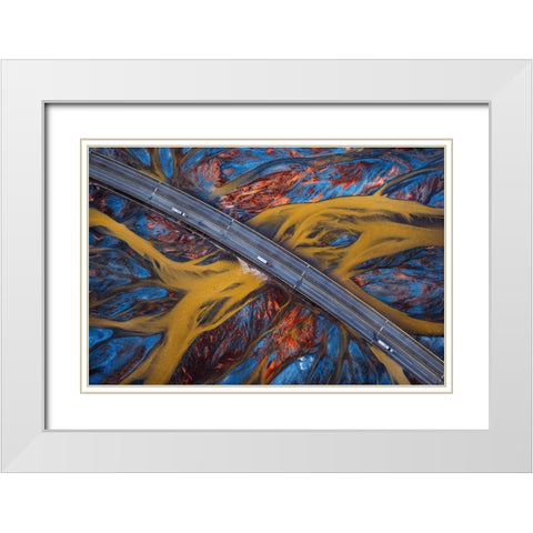 Above The Colorful River White Modern Wood Framed Art Print with Double Matting by Tianqi